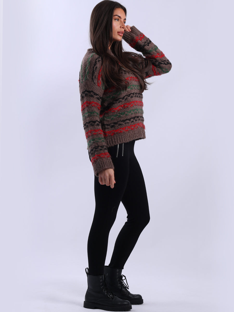 Chunky Wool Knit Stripy Xmas Jumper