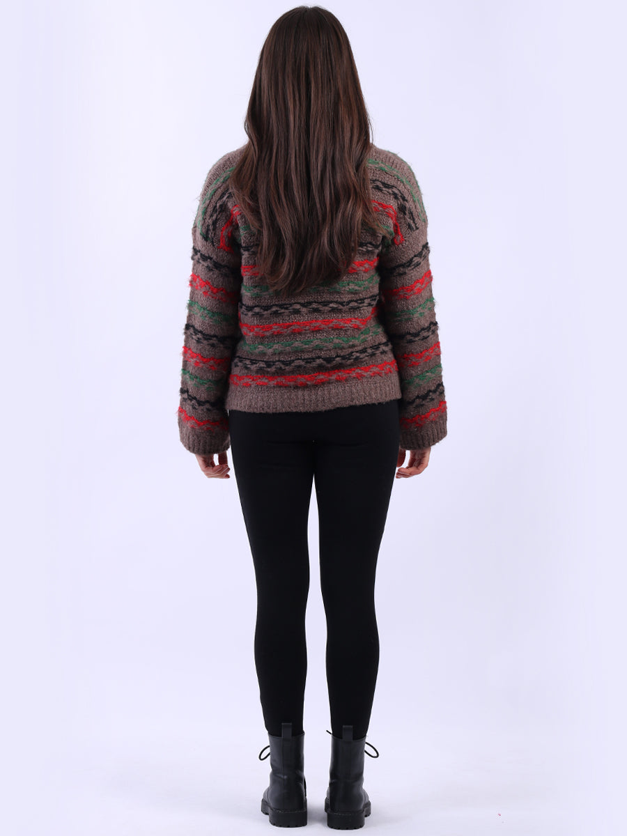 Chunky Wool Knit Stripy Xmas Jumper