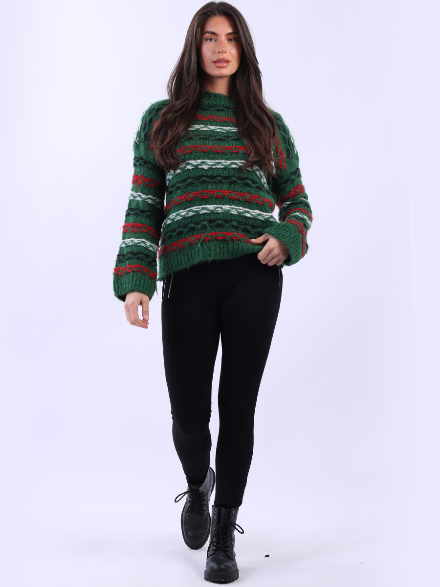 Chunky Wool Knit Stripy Xmas Jumper