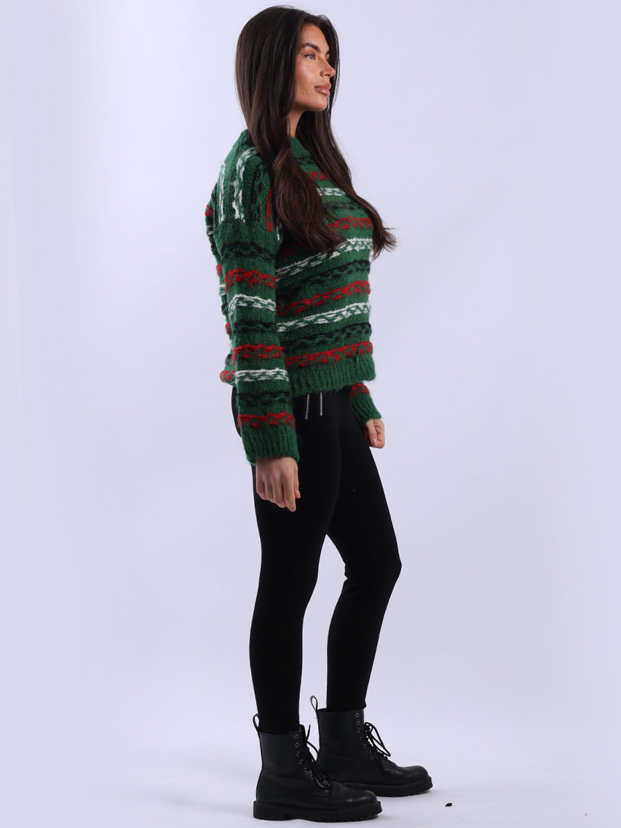Chunky Wool Knit Stripy Xmas Jumper
