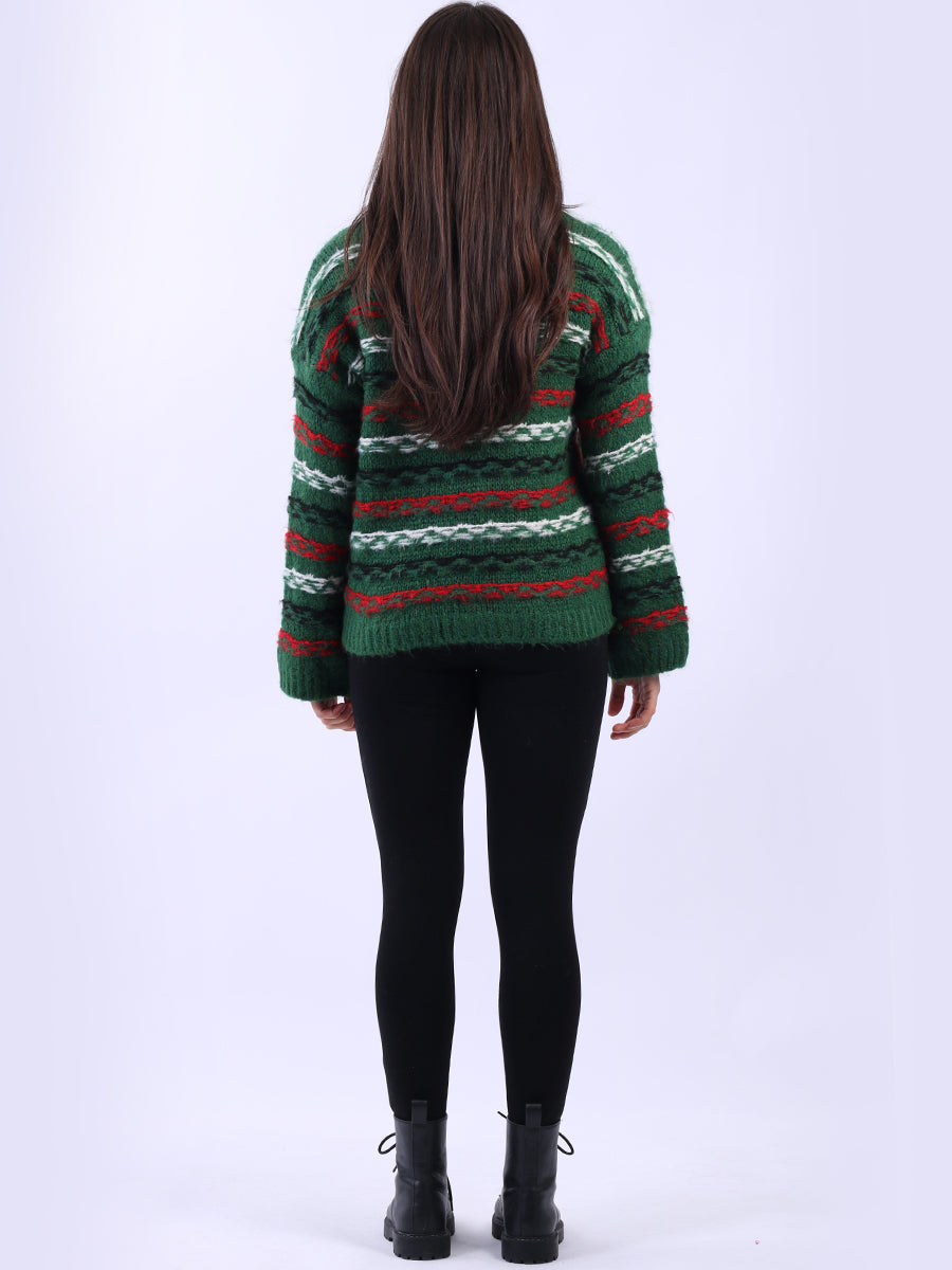Chunky Wool Knit Stripy Xmas Jumper