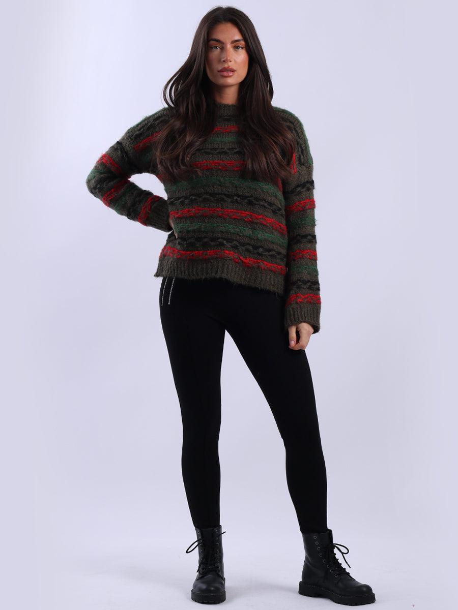 Chunky Wool Knit Stripy Xmas Jumper