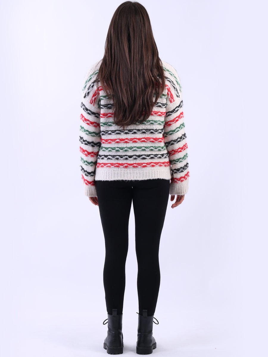 Chunky Wool Knit Stripy Xmas Jumper