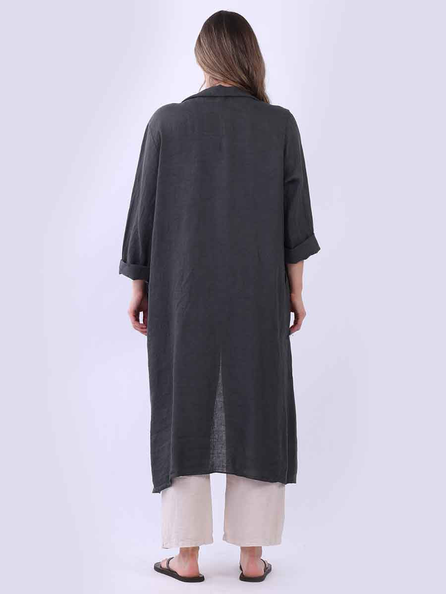 Raw Edges Linen Open Front Cardigan