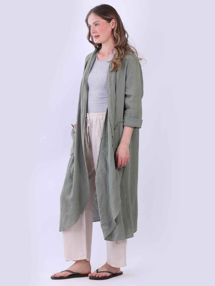Raw Edges Linen Open Front Cardigan