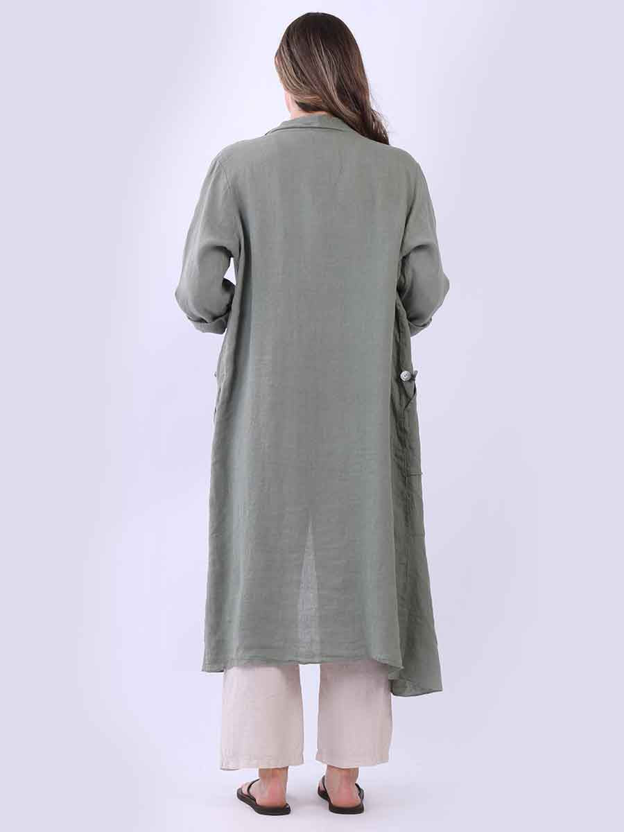 Raw Edges Linen Open Front Cardigan