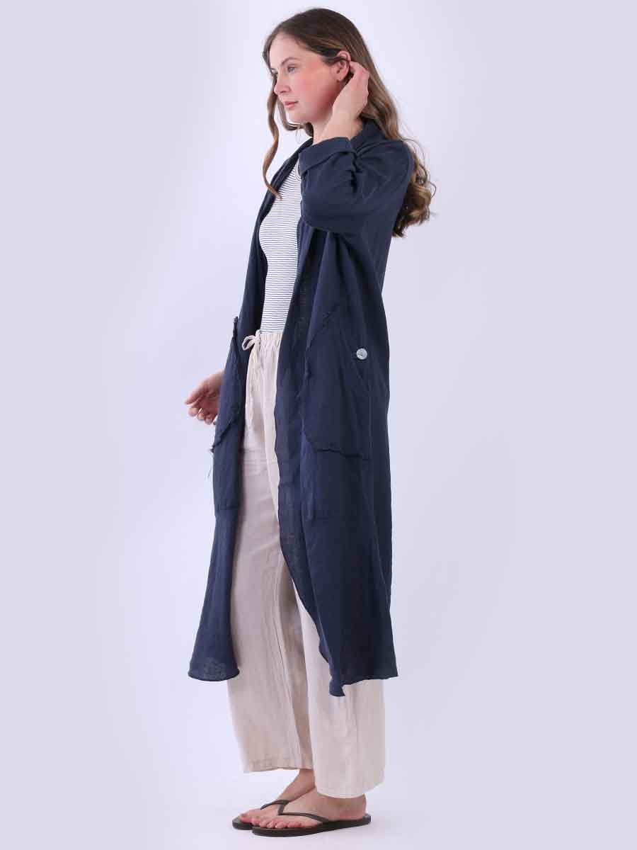Raw Edges Linen Open Front Cardigan