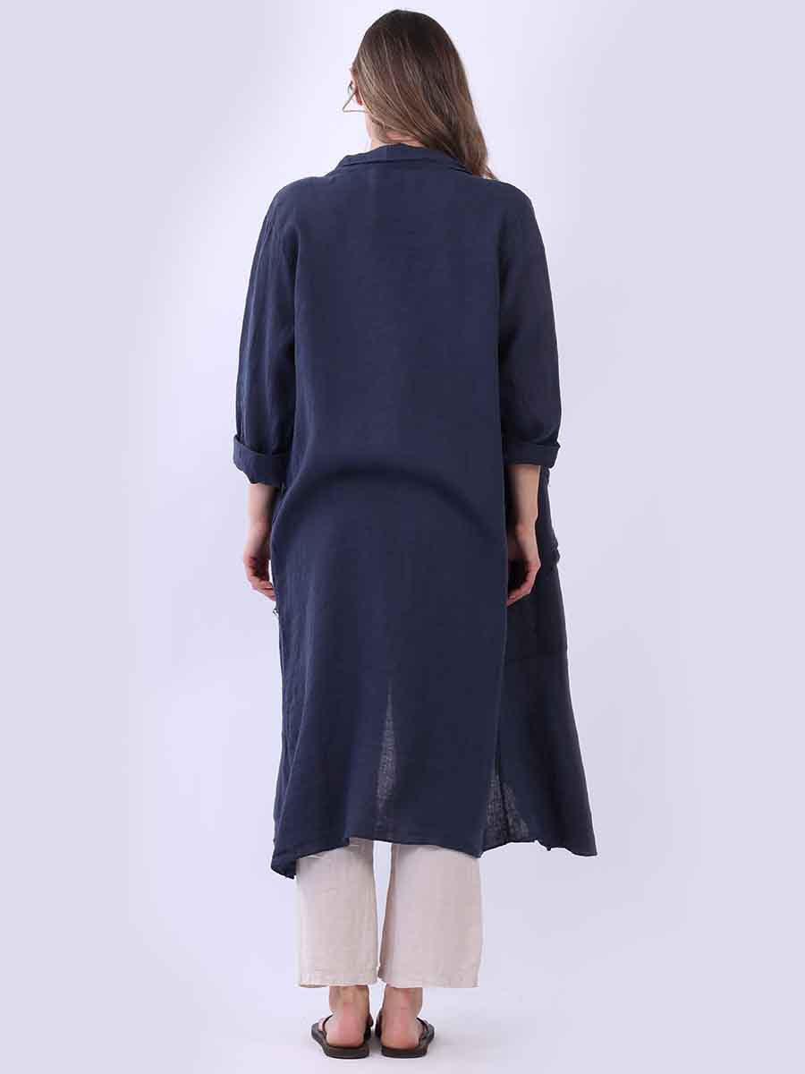 Raw Edges Linen Open Front Cardigan