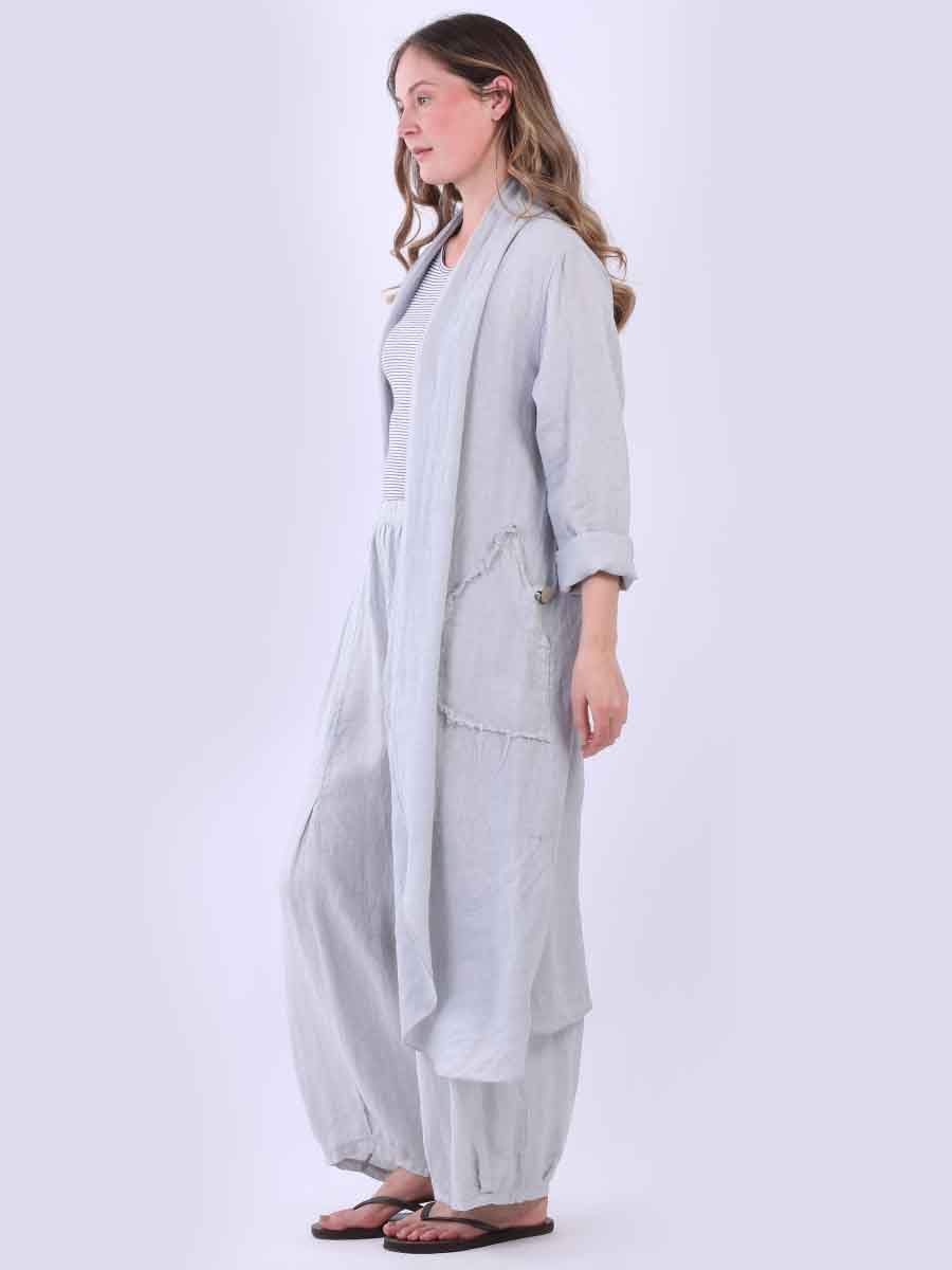 Raw Edges Linen Open Front Cardigan