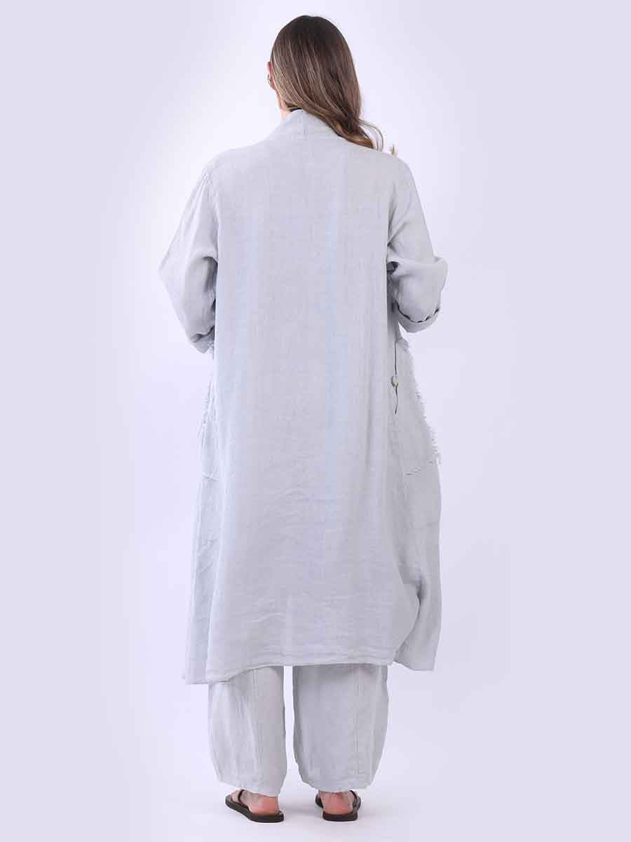 Raw Edges Linen Open Front Cardigan
