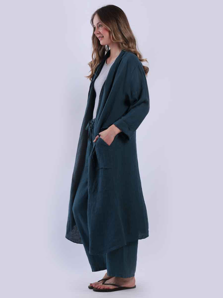 Raw Edges Linen Open Front Cardigan
