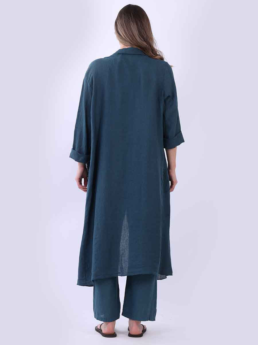 Raw Edges Linen Open Front Cardigan