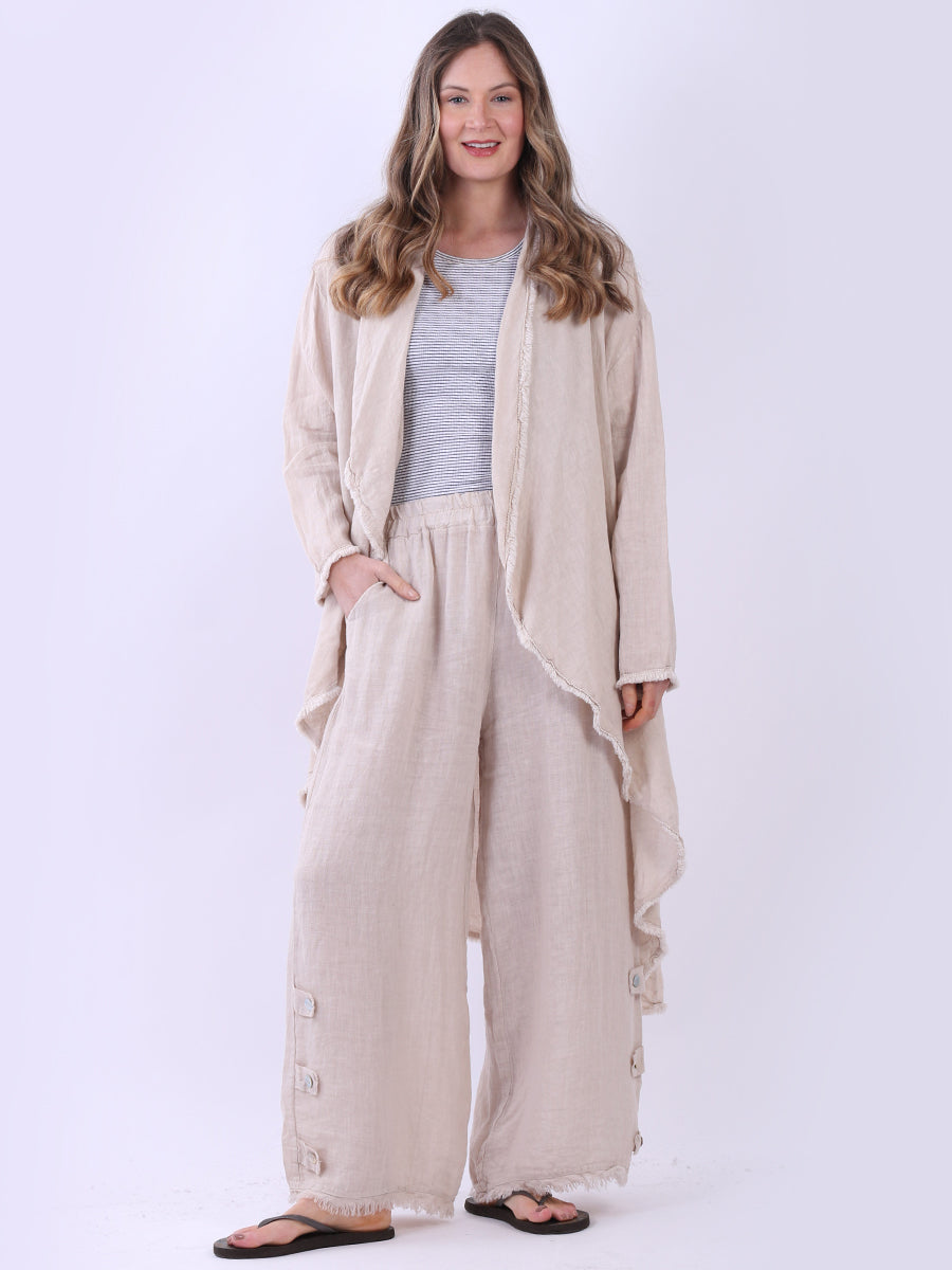 Plus Size Linen Cardigan Beige