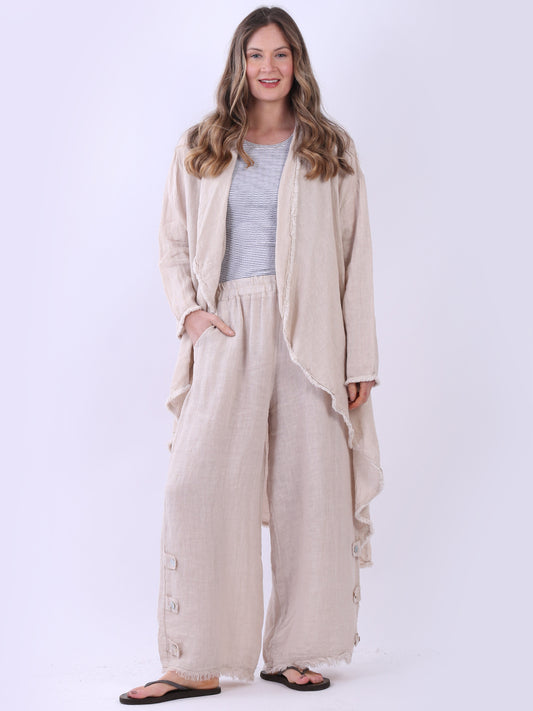 Plus Size Linen Cardigan Beige