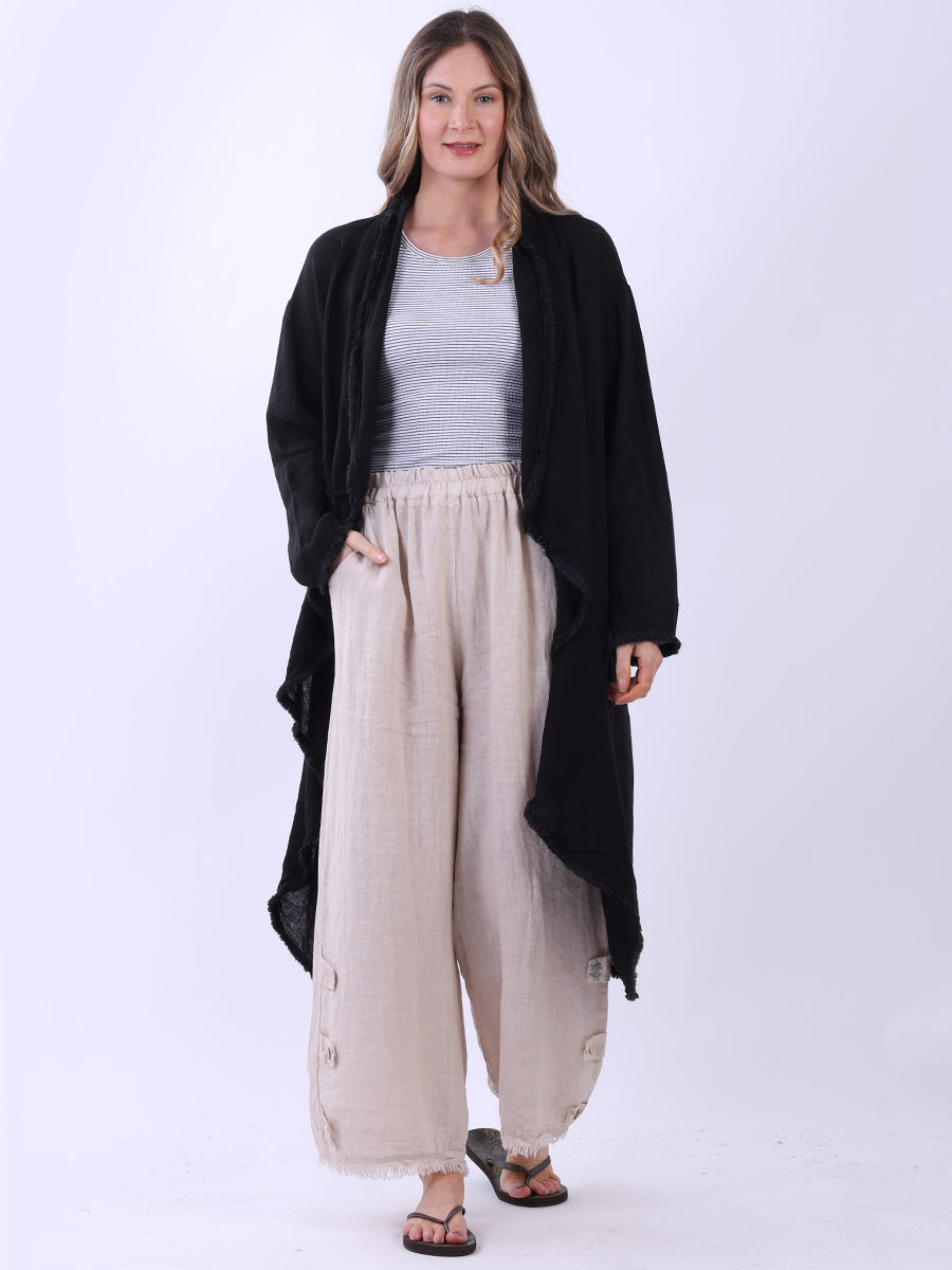 Plus Size Linen Cardigan Black