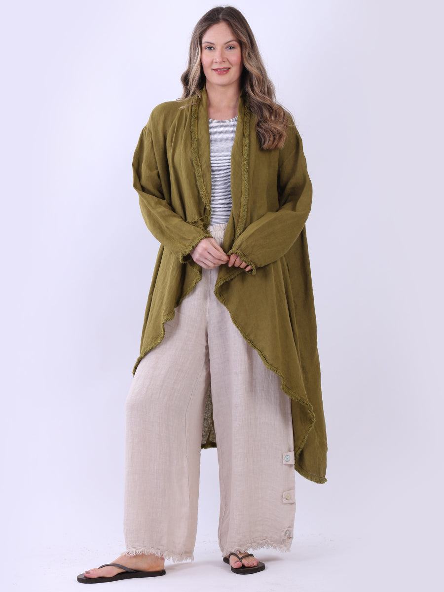 Plus Size Linen Cardigan Olive