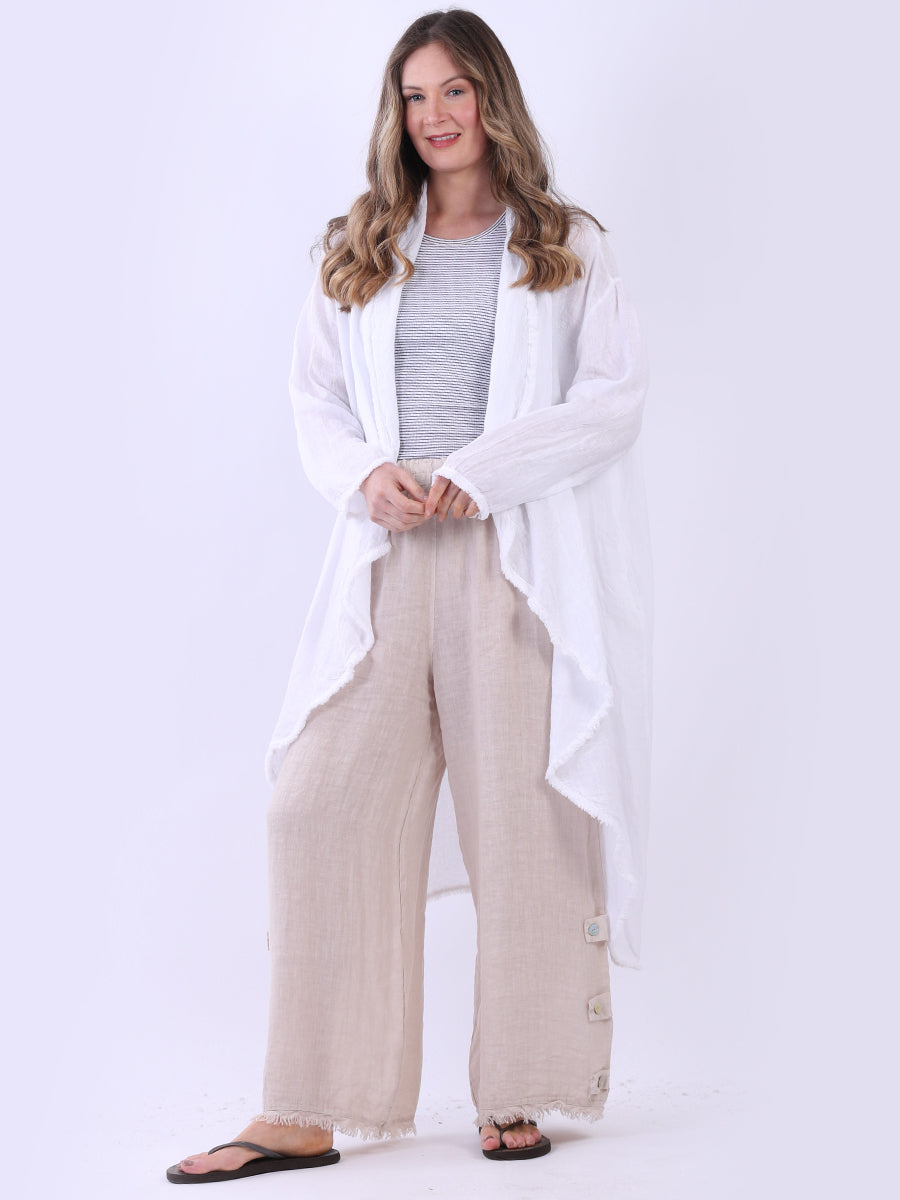 Plus Size Linen Cardigan White