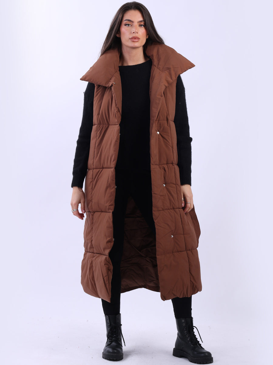 Plus Size Ladies Long Padded Vest