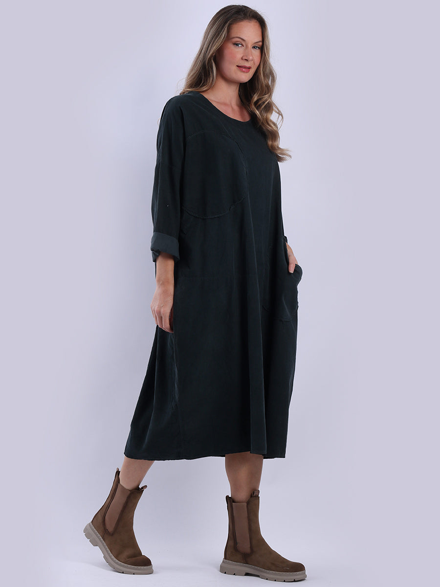 Women Solid Cotton Mid Length Dress