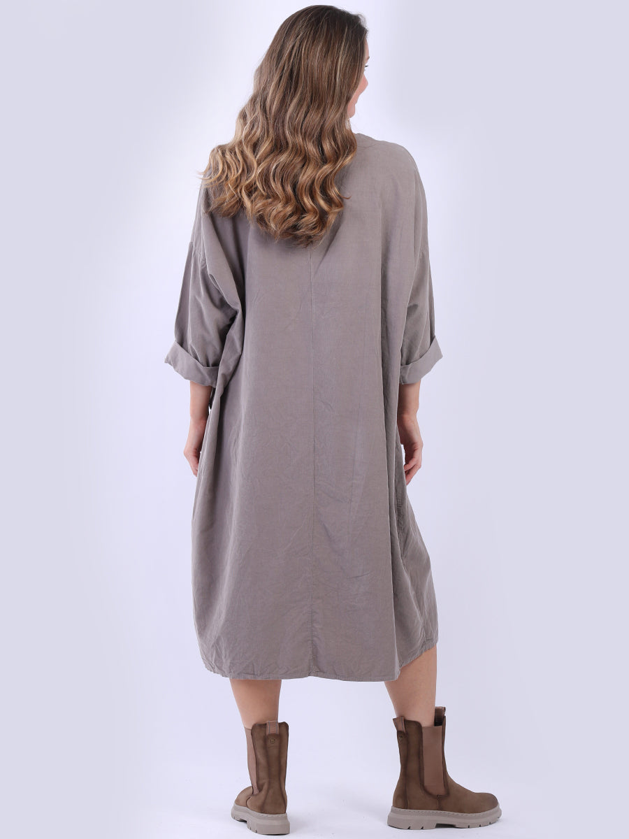 Women Solid Cotton Mid Length Dress