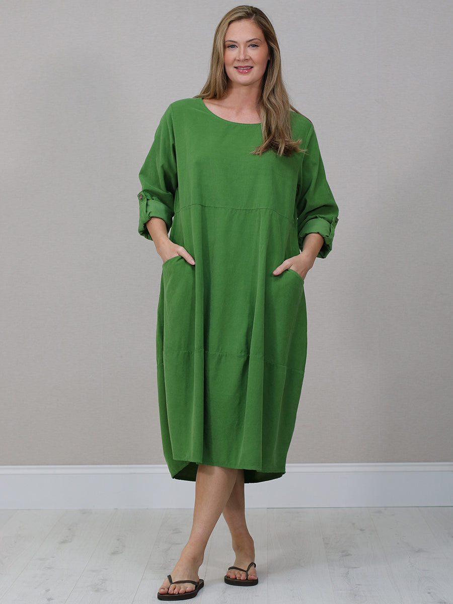 Oversized Corduroy Dress Lime Green