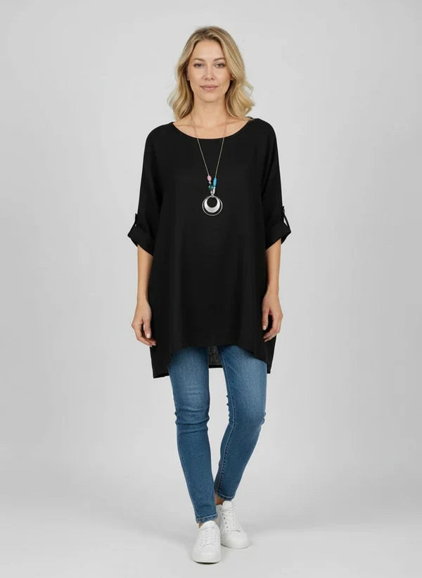 Necklace Crop Blouse Black