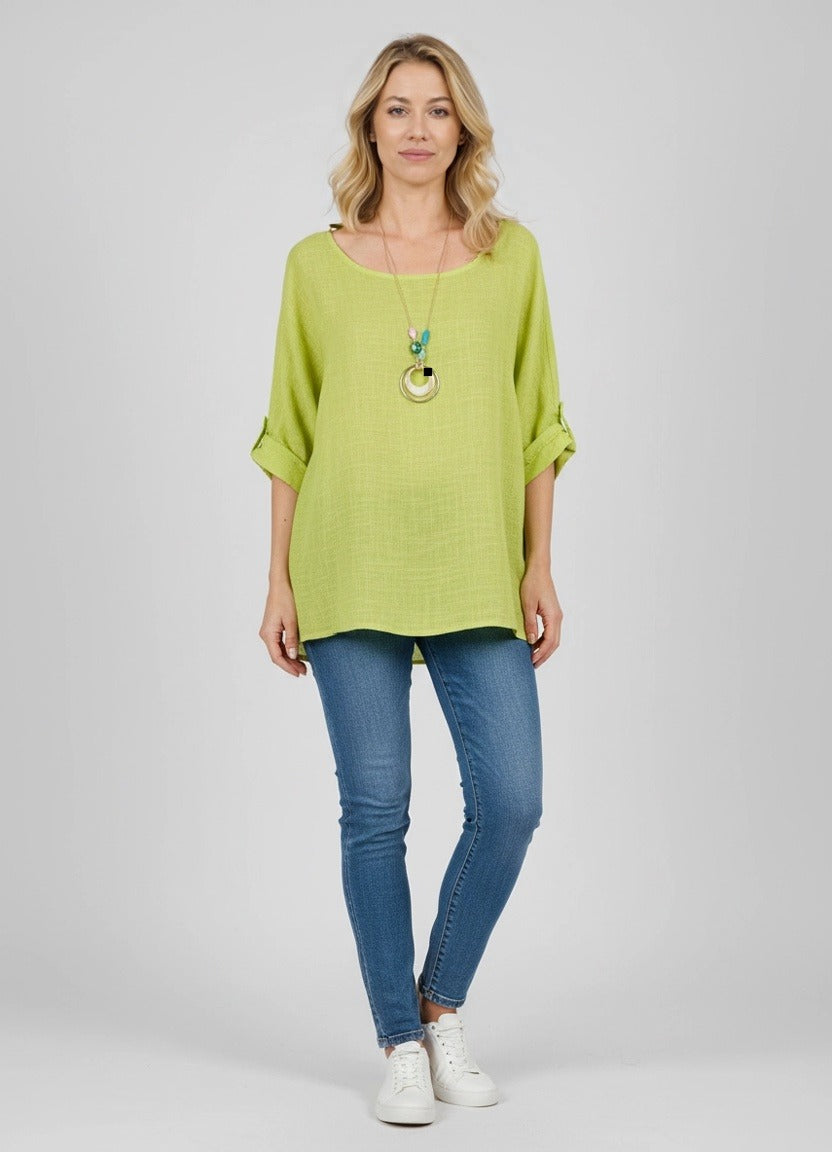Necklace Crop Blouse Lime Green