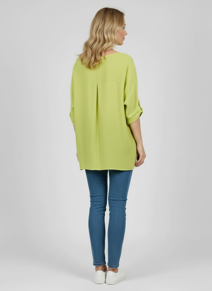 Plus Size Cotton Lagenlook Necklace Crop Top