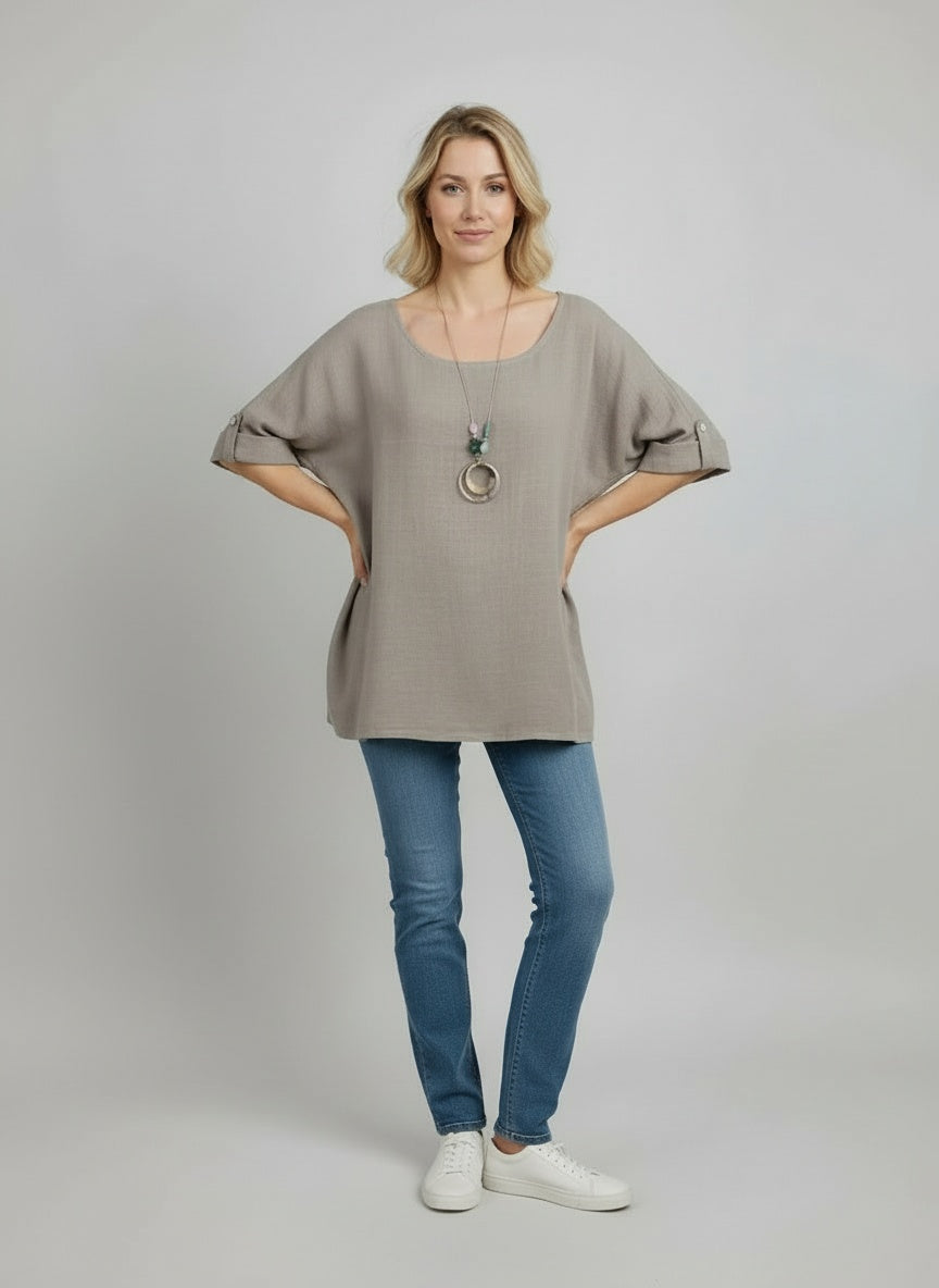 Necklace Crop Blouse Mocha