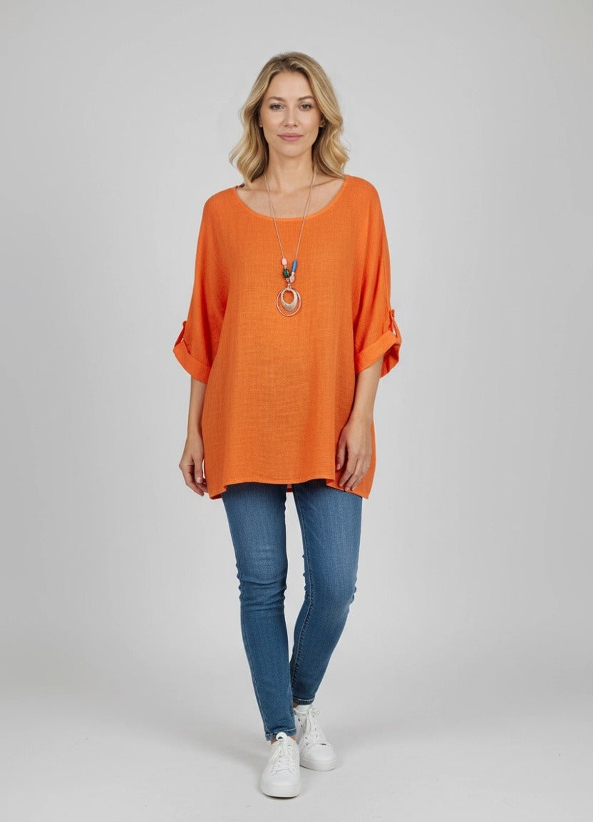 Necklace Crop Blouse Orange