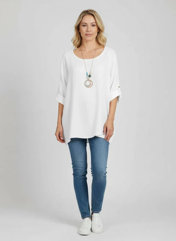 Necklace Crop Blouse White