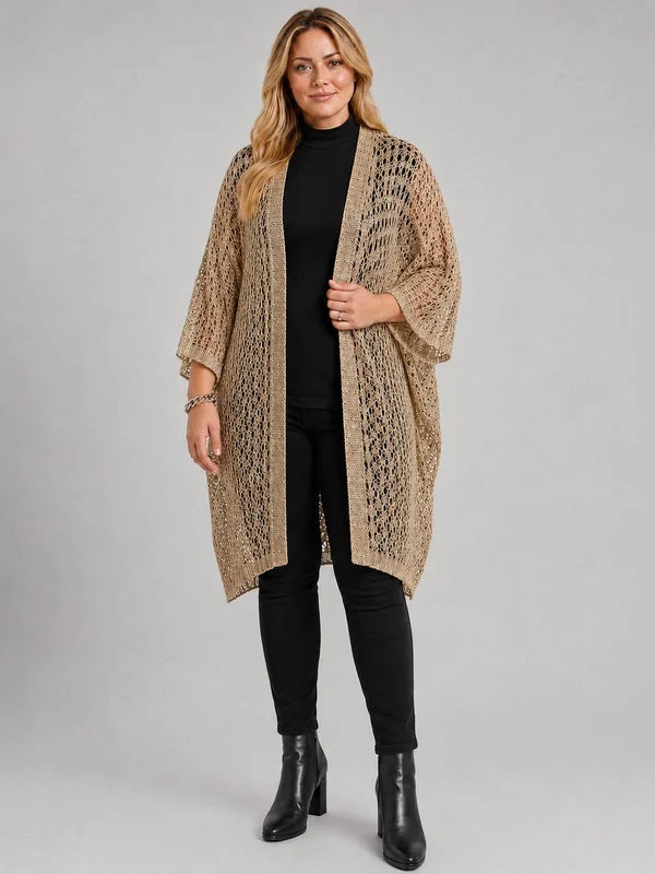 Italian Glitter Knit Open Front Cardigan