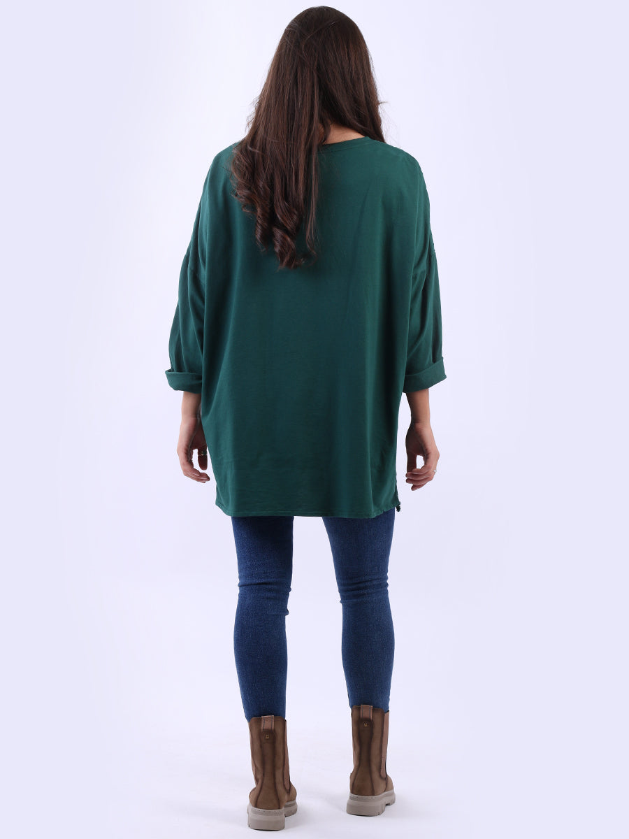 Oversized Drop Shoulders Batwing Embroidered Top