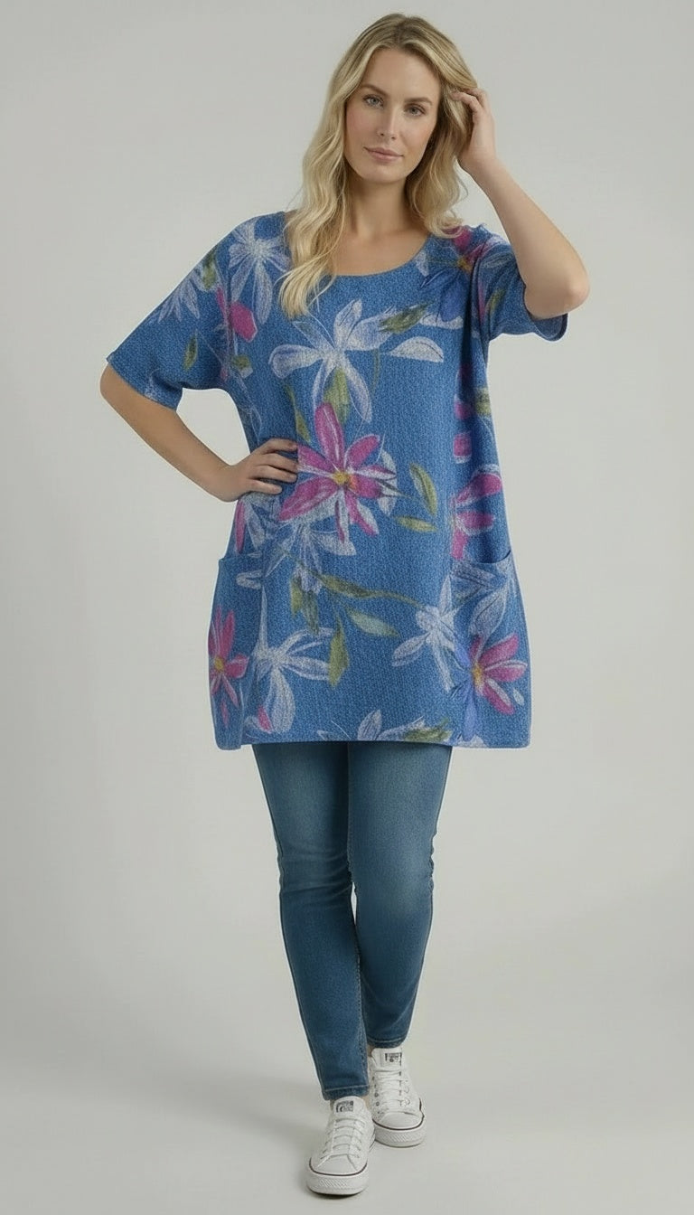 Plus Size Women Floral Tunic Top