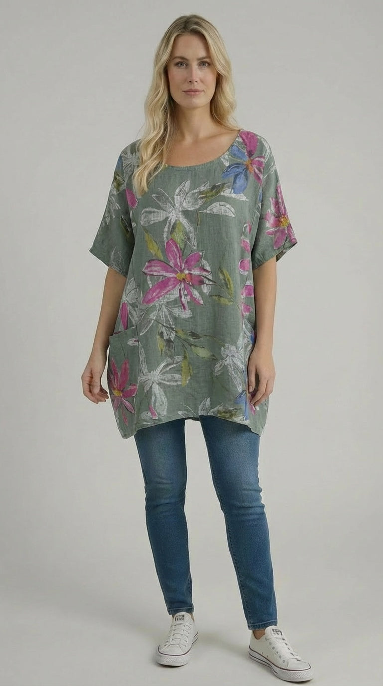 Plus Size Cotton Top Khaki
