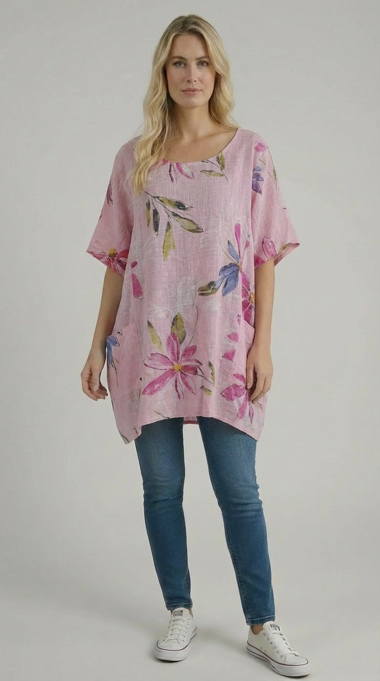 Plus Size Cotton Top Pink