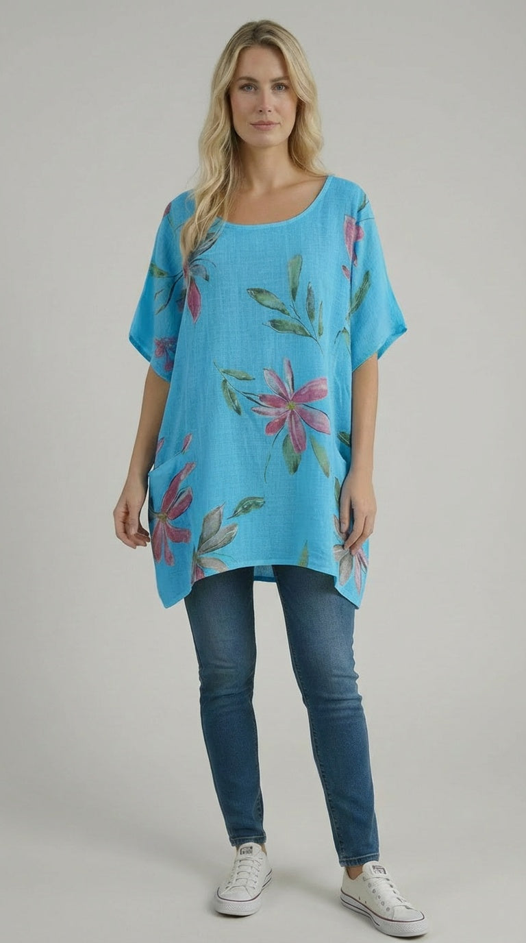 Plus Size Cotton Top Turquoise