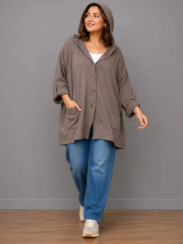 Plus Size Cotton Hoodie Mocha 