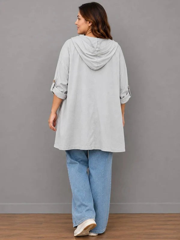 Plus Size Cotton Hoodie Silver