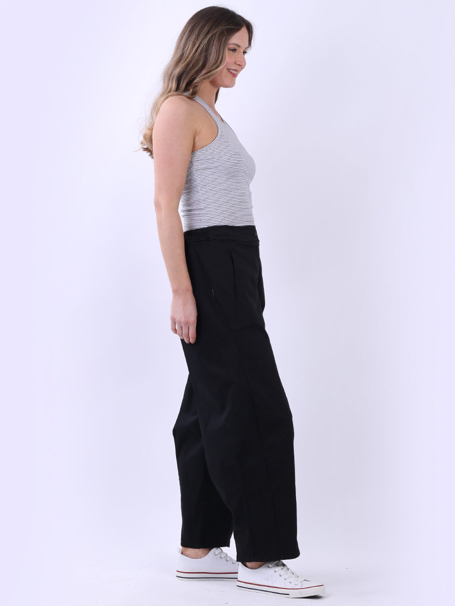 Solid Relaxed Fit Ladies Cotton Trouser