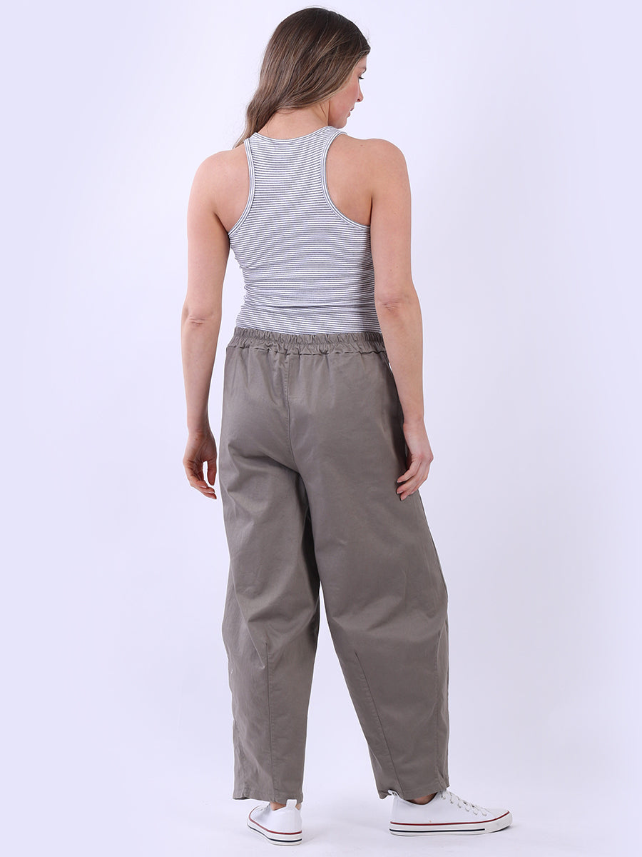 Solid Relaxed Fit Ladies Cotton Trouser