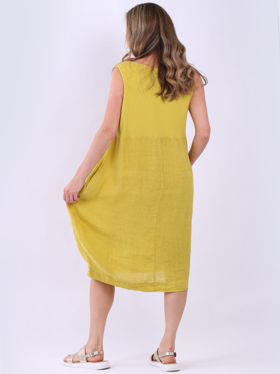 Plus Size Linen Ruffle Sleeveless Strappy Dress