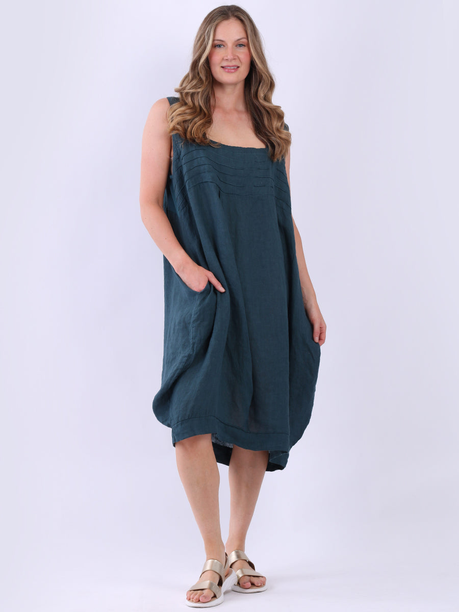 Plus Size Linen Ruffle Sleeveless Strappy Dress