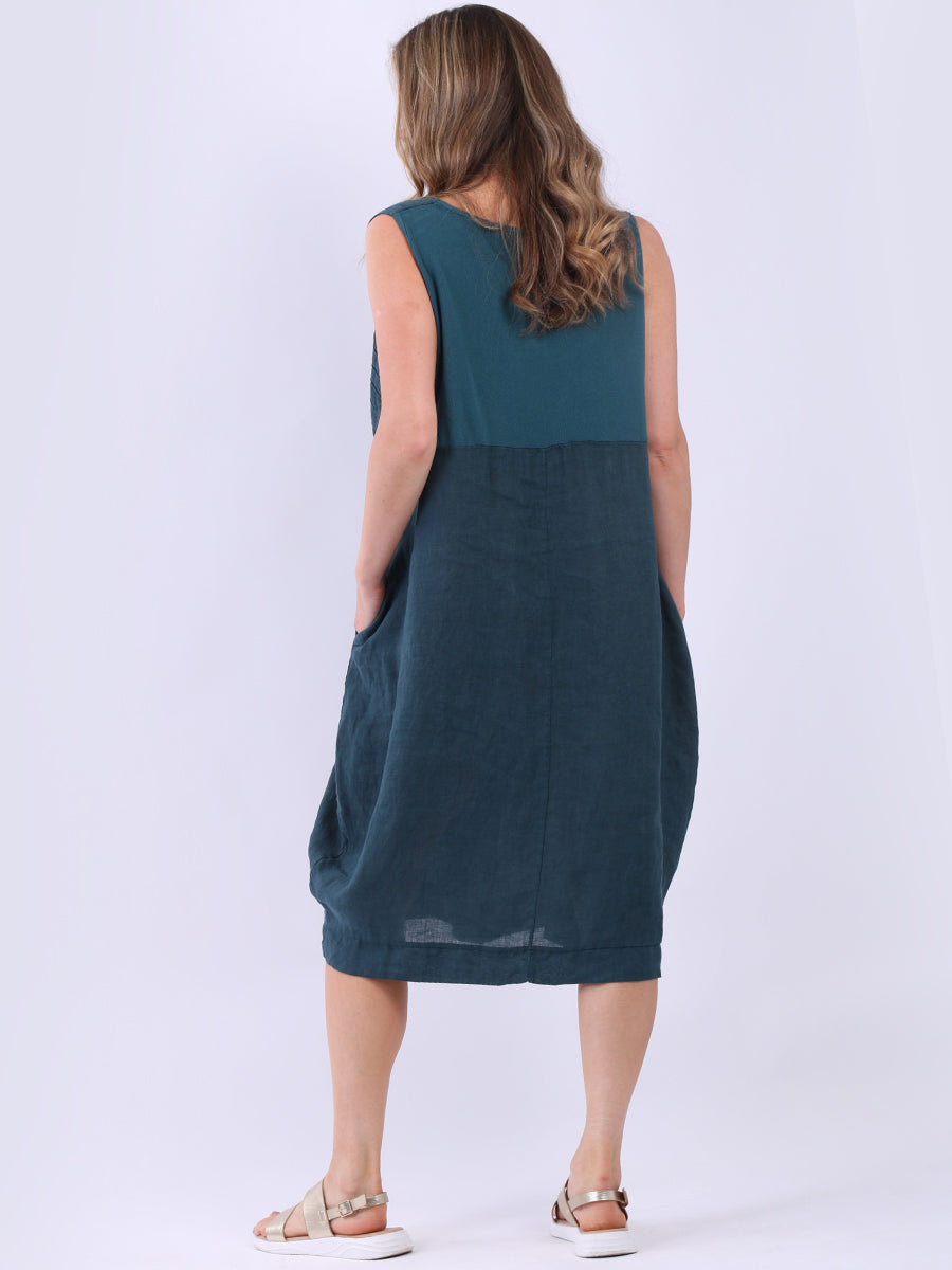 Plus Size Linen Ruffle Sleeveless Strappy Dress