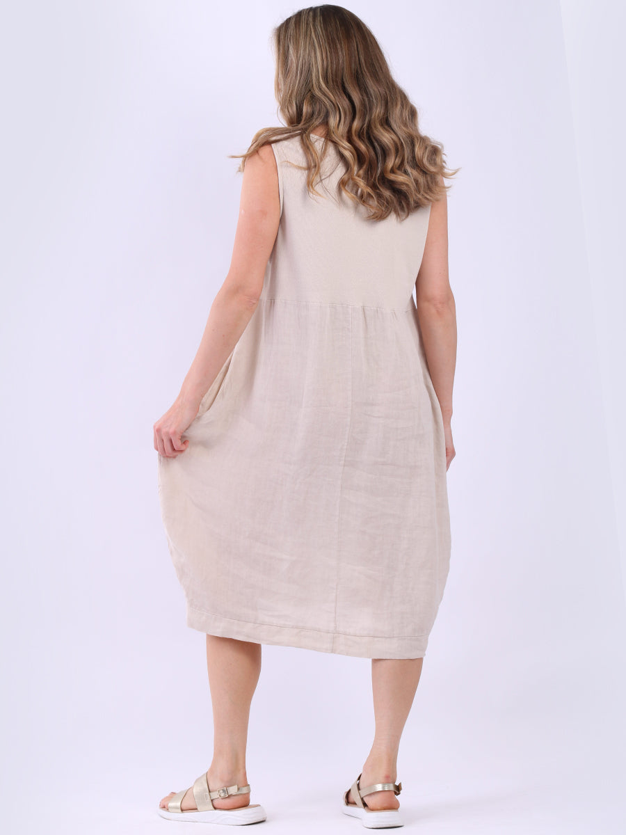 Plus Size Linen Ruffle Sleeveless Strappy Dress