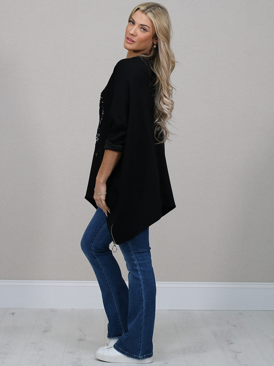 Italian Women Sequin Plus Size Baggy Shirt