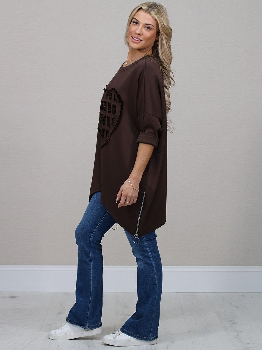 Italian Women Sequin Plus Size Baggy Shirt