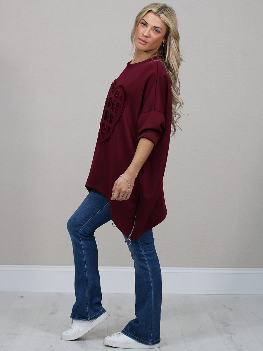 Italian Women Sequin Plus Size Baggy Shirt