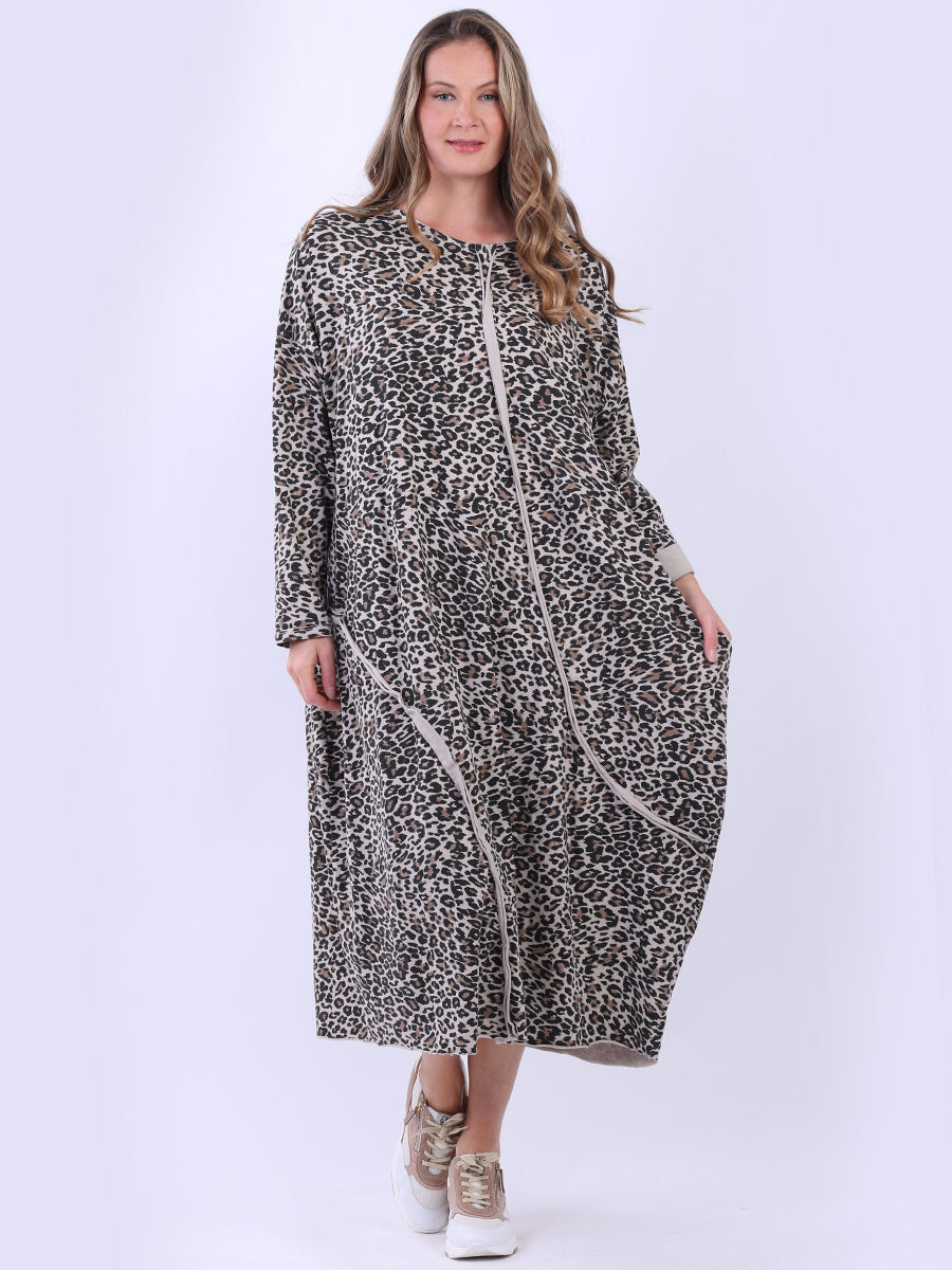 Leopard Print Oversized Midi Cotton Dress