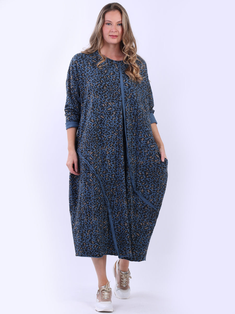 Leopard Print Oversized Midi Cotton Dress